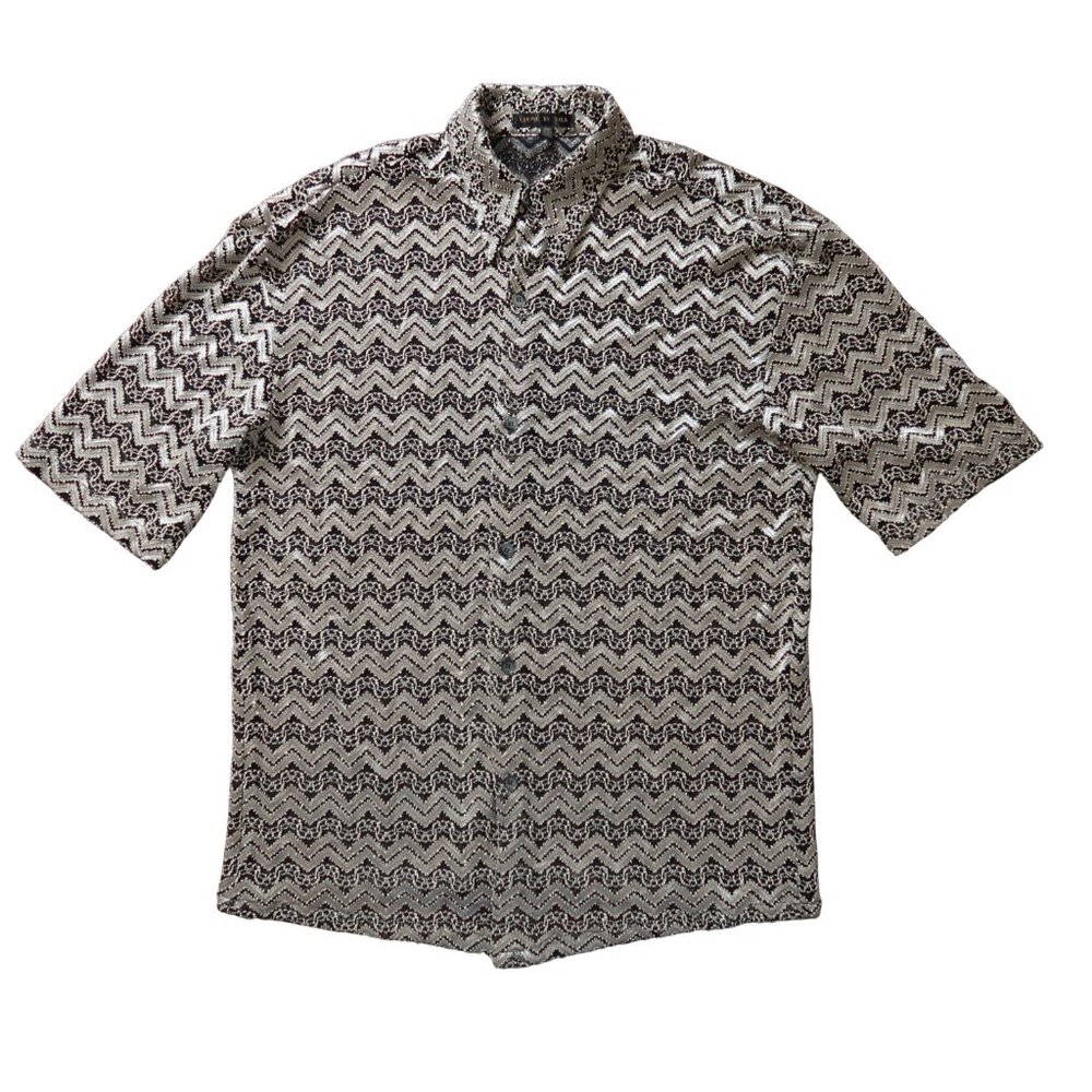 Creme De Silk Gold Mens 2X Shirt Short Sleeve Button Up Club Shirt